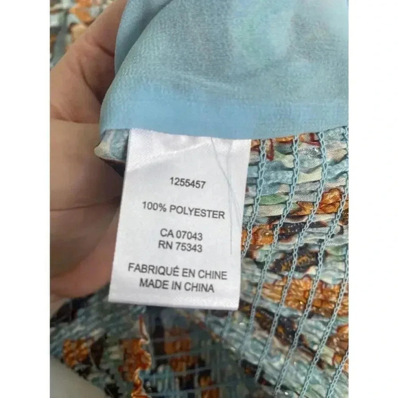 NWT Rachel Zoe Blue Floral Wrap Top Size M Lotus Gold Thread 0159 - Picture 10 of 10